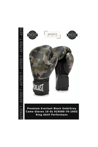 Premium Everlast Black Gold/grey Camo Gloves 10 Oz 919580-70-10oz Ring Aktif Performans Siyah - Altın