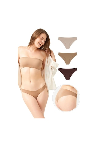 Cottonhill Lazer Kesim Kadın Bikini Külot 3'lü Paket-2 Çok Renkli 3