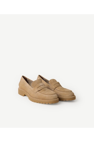 Yargıcı Kürklü Süet Loafer 26kkay4045x 209 Koyu Bej
