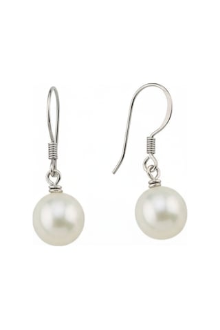 Dorikalı Beyaz Doğal İnci Küpe 7 Mm Beyaz