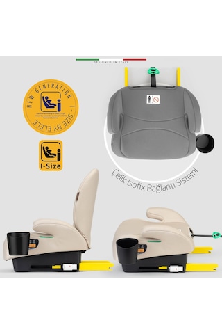 Elele Grandefix I-size Yükseltici Oto Koltuğu İsofix 125-150 Cm 15-36 Kg Bej