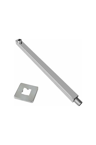 Pazly 16 İnç Paslanmaz Çelik Kare Yağmur Duş Başlığı Uzatma Kolu Duvara Monte Aletsiz Taksim Gümüş