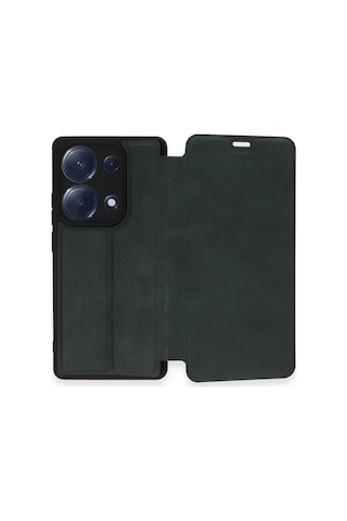 Newface - 374 - Xiaomi Redmi Note 13 Pro 4g Kılıf Flip Cover - - Csmo-tex - Koyu Yeşil