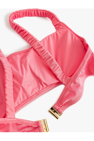 Koton Bralet Bikini Üstü Arkası Kopça Kapamalı Büzgü Detaylı Pedli Pembe 4sak10253mm