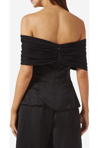 Abadia Lou Off - Shoulder Bağlamalı Viskon Karışımı Top Siyah