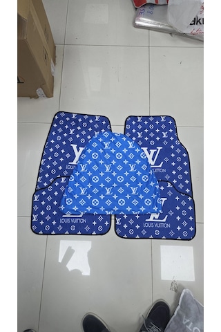Mavı Süper Set 4 Parca Paspas Dörtlü Full Baskı Servis Kılıfı + İkili Yastık Ve Kemer