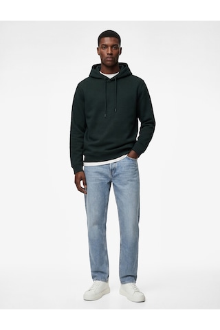 Koton Şardonlu Uzun Kollu Basic Kapşonlu Sweatshirt Yeşil 6wam70015mk Koyu Yeşil