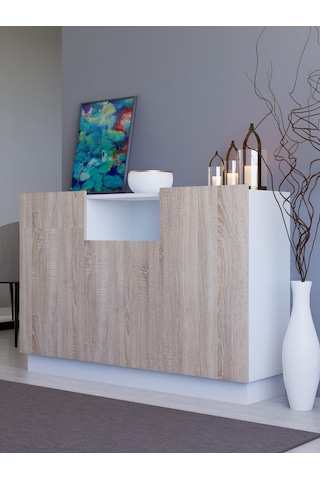 Detamob Lora Konsol, 140cm Beyaz/sonoma & Karbon Gri/sonoma Beyaz