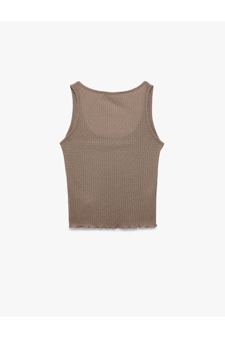 Koton U Yaka Kolsuz Fitilli Atlet Pijama Üstü Kahverengi 6slk90005mk Kahve