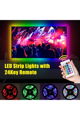 Dianziye 0.5m Usb Rgb Led Işık Şeridi, 24 Tuşlu Kumanda, 16 Renkli Ve 4 Dinamik Mod, Su Geçirmez, Ev Ve Dış Mekan Dekorasyonu