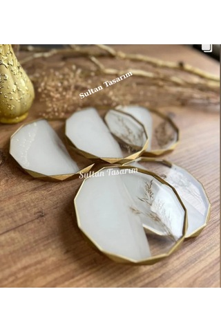 4 Lü Epoksi Bardak Altlığı - 118 Beyaz