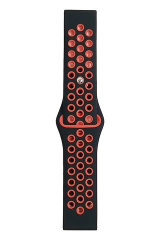 Newface Watch 22mm Spor Delikli Kordon - Siyah-kırmızı Açık Mor