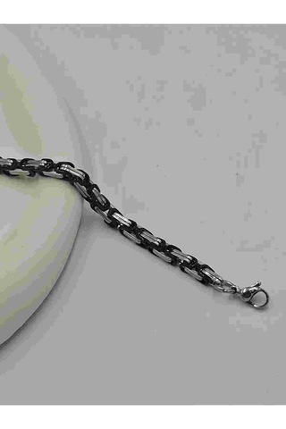 Kararmaz Çelik Erkek Favori Bileiklik Gümüş - Siyah