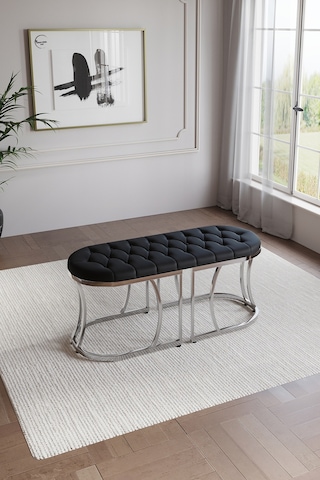 Selenit Lüks Puf Bench Bank 45 110 Gümüş