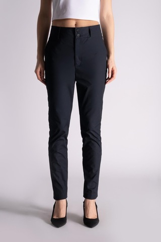 Braccas Kadın Yandan Cepli Pamuklu Chino Yüksek Bel Slim Fit Pantolon Siyah Siyah