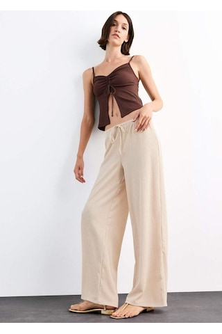 Defacto Relax Fit Normal Bel Düz Paça Bürümcük Pantolon G1101ax25smbg286 Bej