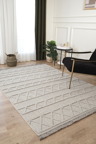 Mariesse Home Naturel Bukleli Yumuşak Dokulu Iskandinav Yolluk Dokuma Halı Oturma Odası Mutfak Halısı Koridor 612 Gri