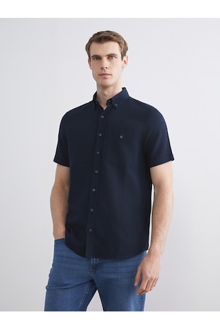 Lcwaıkıkı Classic Lacivert Regular Fit Kısa Kollu Erkek Gömlek