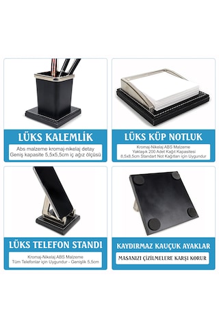 Prozenis Aksu Krom Detaylı İsimlikli Sümen Takımı Lüks Ofis Seti