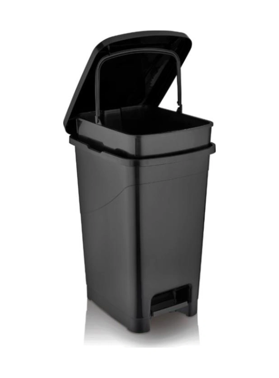 Omnipazar Srl-3029 Slim Pedallı Plastik Çöp Kovası İç Kovalı 25 Lt Siyah Siyah
