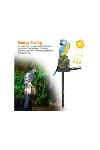 Yifomall Mavi Papağan Güneş Enerjili Bahçe Aydınlatması - Ip65 Su Geçirmez Led Dekoratif Resin Bahçe Aksesuarı