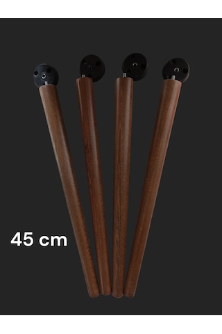 4 Adet Ceviz Boyalı Ahşap Konik 45 Cm Zigon,orta Sehpa,puf,komidi