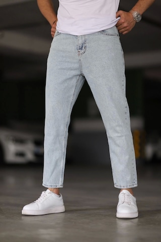 Erkek Boyfiend Düz Buz Beyaz Kot Pantolon Buz Beyaz Buz Beyazı