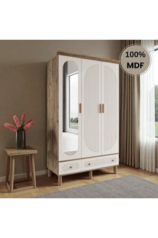 Comiet Sally 3 Kapaklı Aynalı Çekmeceli Mdf Gardırop Aytaşı