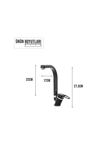 Krom Tyal Siyah Aç Kapa Mutfak Eviye Bataryası