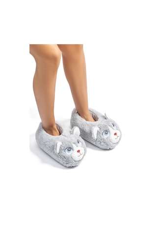 Twigy Kontes Kadın Hayvanlı Panduf Gri 36/41 CC0582