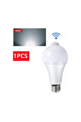 E27 Led Hareket Sensörü Ampulü 15w Dış Aydınlatma Gövde Sensörü Beyaz