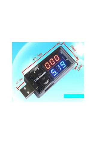 Wozlo N11.4047 Usb Voltmetre Ampermetre Usb Akım Ölçer Çift Usb Çıkışlı