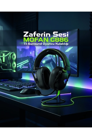 Mofan G886 Usb Rgb 7.1 Surround Over-ear Mikrofonlu Gaming Kulaklık Siyah