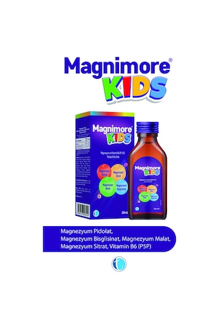 Magnimore Kids Magnezyum Pidolat Bisglisinat Sitrat Malat Vitamin B6 P5p 200 ML