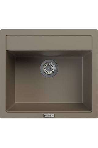 Polex Cristalüx Granit Evye P-08 Toprak Tezgah Altı Ve Tezgah Üstü Kare Mutfak Evyesi 55.5x50 CM