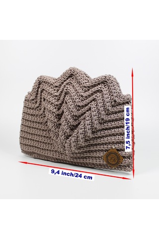Fr El Örgüsü Örme Midye Clutch Çanta, Handmade Kadın Çanta 202302004 Vizon