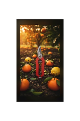 18 Cm Karbon Çelik Naranciye Makası Kırmızı Saplı - Portakal Mandalina Limon Hasat Makası