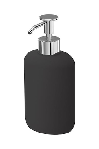 3 Parça Banyo Seti Ekoln Sabunluk, Diş Fırçalık, Tuvalet Fırçası Koyu Gri Renk Stoneware Koyu Gri