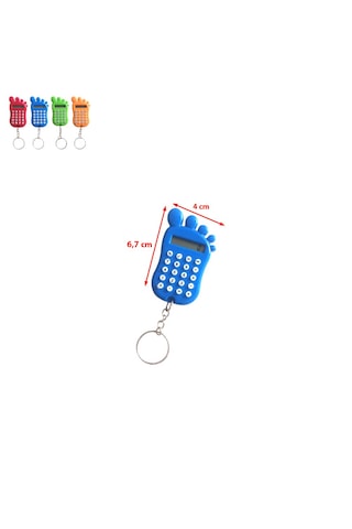 Mavi Ayak Şekilli Mini 8 Haneli Hesap Makinesi Anahtarlık 1 Adet Ebat: 6.7 CM x 4 CM