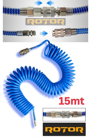 Pu0508 5x8x15 Kompresör Spiral Hava Hortumu 15mt Sarı