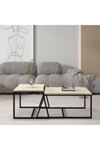 Minimal 2'li Orta Sehpa - Bej Bej