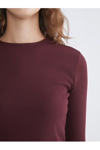 Lcw Modest Bordo Bisiklet Yaka Kadın Body