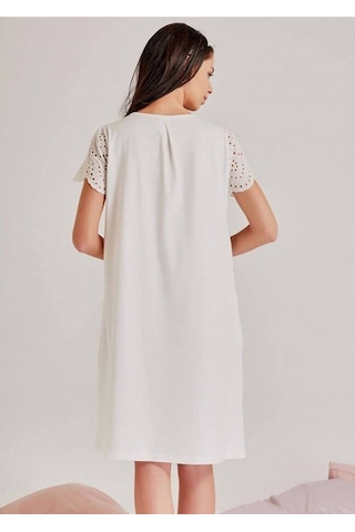Magic Form 72108 Kendinden Brode Desenli Tek Gecelik - Ekru