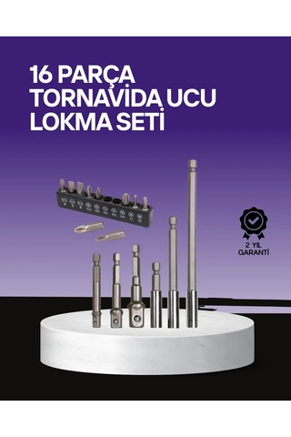 Çok Amaçlı 16lı Bits Uç Seti Dayanıklı Tornavida Adaptör 21533137