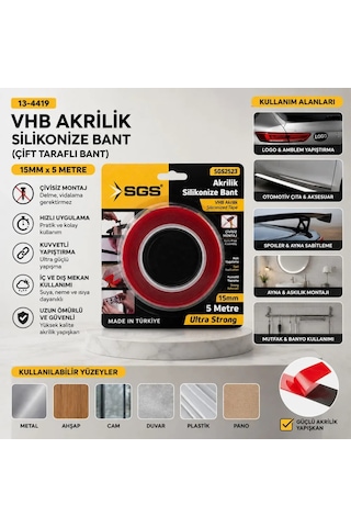 Jenerik Akrilik Silikonize Çift Taraflı Bant Vhb 15mm X 5yd
