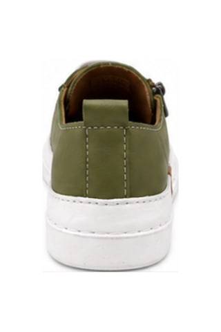 N Napa Shoe Np.8260f.avakado Deri Napa Shoe Hakiki Deri Kadın Sneaker Haki / Beyaz Yan Fermuarlı Comfort Günlük Ayakkabı