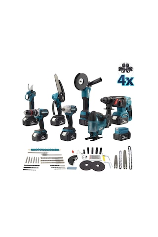 Dawreek Sekizli Set DBML (LED Aydınlatma+ Ş.Hilti+Ş.Spral+S.Sıkma+13 MM Ç.Mandren+Ş.Dekupaj+Budama Testeresi+Bağ Makası)
