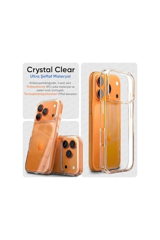 İphone 17 Pro İle Uyumlu Crystal Clear Ultra Şeffaf Silikon Kılıf Arkası Sert Polikarbonat Kenarları Yumuşak Tpu Darbe Emici İç Hava Yastığı Destekli Kapak 17 Pro 50 x 22
