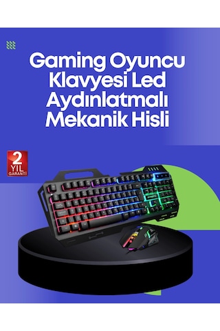 Bay Pg8018 Led Aydınlatmalı Mekanik Klavye Mouse Oyunlarda Üstün Performans Najmaddin