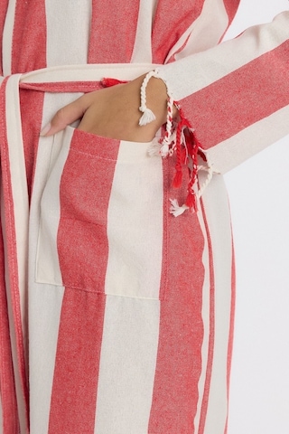 Mulberry Striped Peştemal Bornoz Banyo Ve Plaj Elbisesi Kırmızı